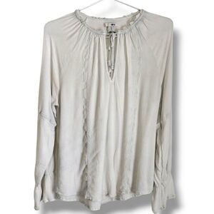 Amuse Society Gray LS Pleasant Top Sz S‎